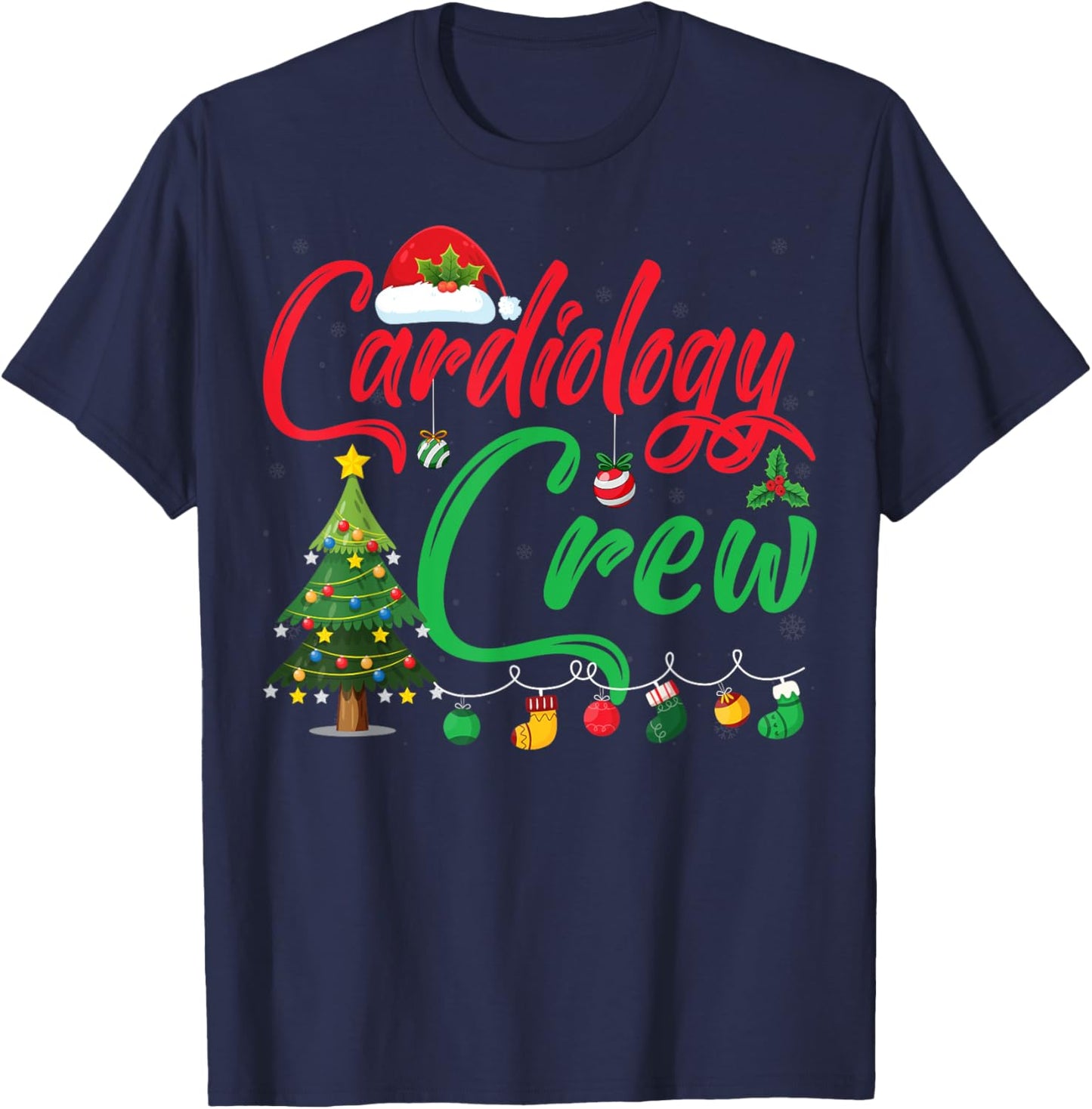 Cardiology Christmas Crew Xmas Lighting Tree Cardiologist T-Shirt - T-Shirt | Navy