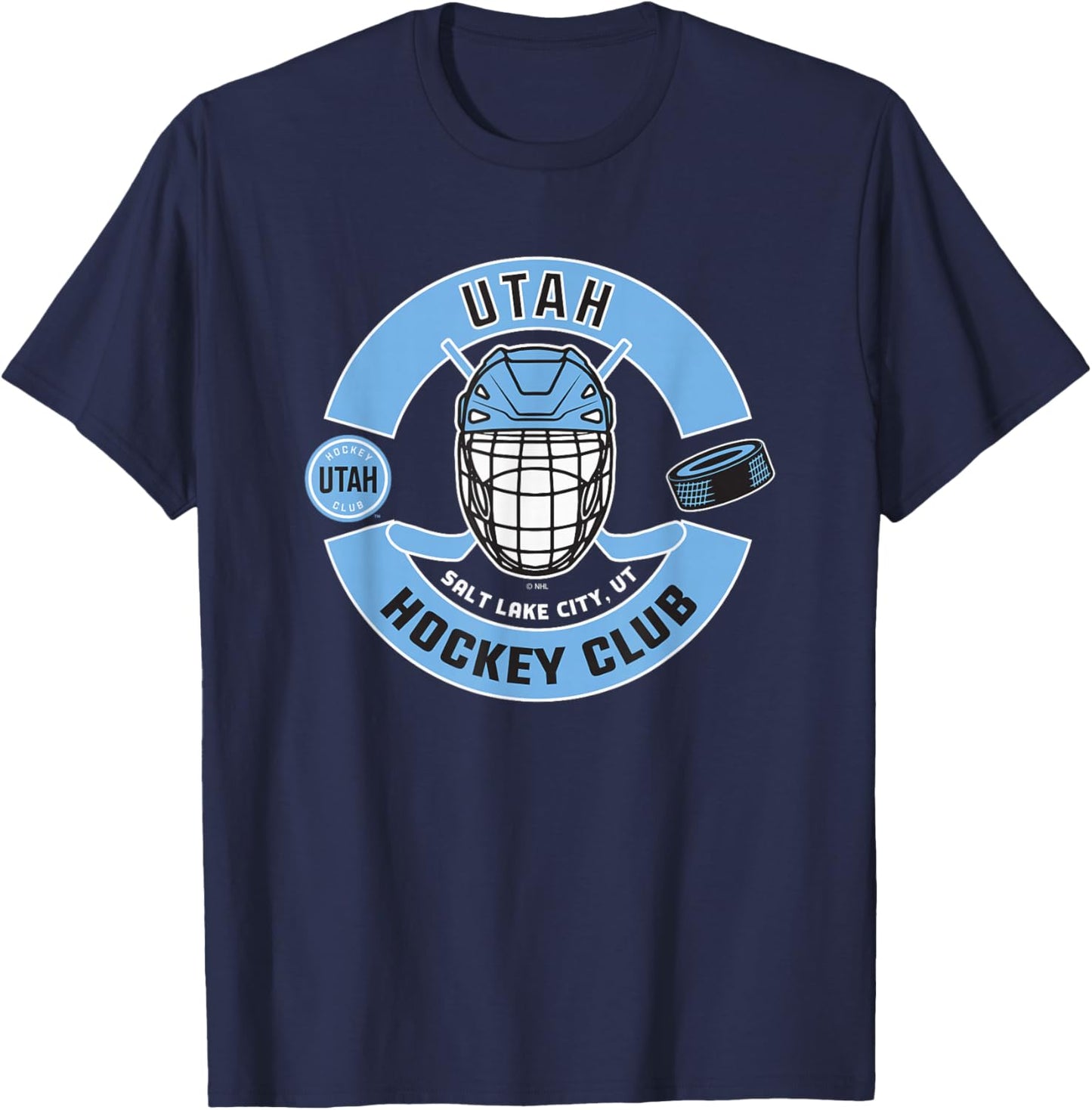 Utah Hockey Club Mask Dark Heather Officially Licensed T-Shirt - T-Shirt | Navy