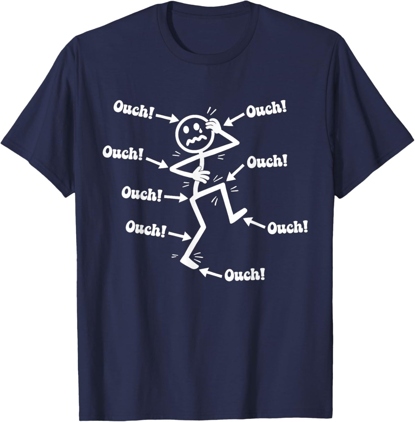 Ow Ow Ow Funny Chronic Pain Awareness Comedy Stick Character T-Shirt - T-Shirt | Navy