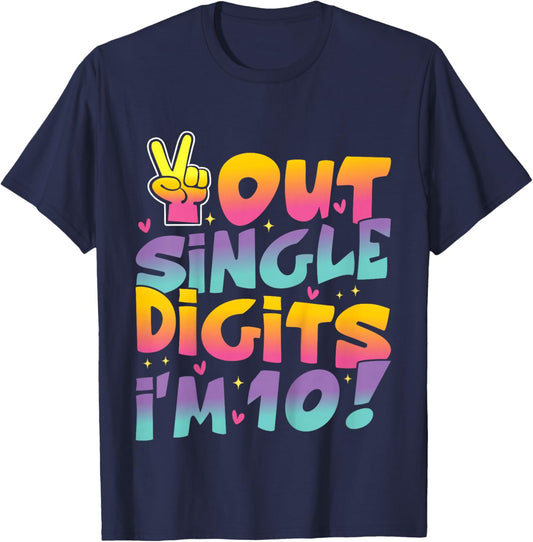 10th Birthday Girl Peace Out Single Digits 10 Year Old Girl T-Shirt - T-Shirt | Navy