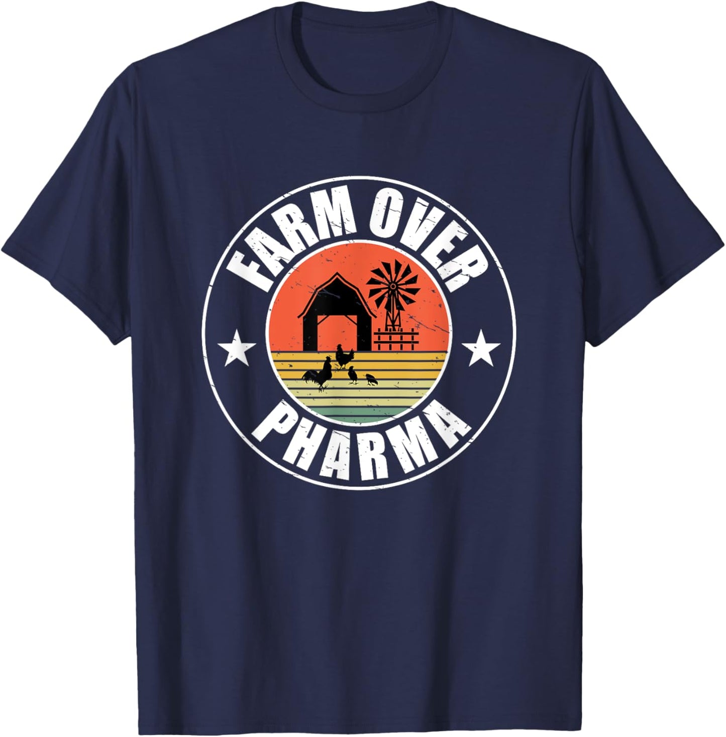 Vintage Farm Over Pharma Mom Dad Family Farming T-Shirt - T-Shirt | Navy