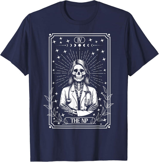 The Nurse Practitioner Tarot Card Skeleton NP RN Registered T-Shirt - T-Shirt | Navy