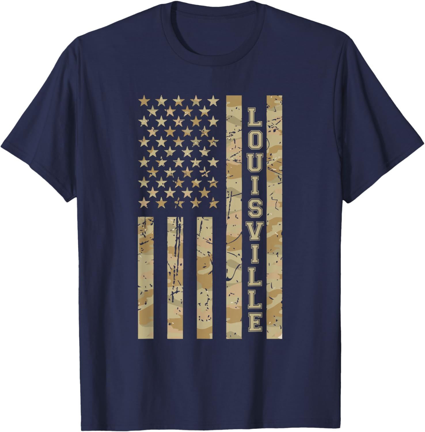 Louisville City Pride Kentucky Desert Camo Distressed T-Shirt - T-Shirt | Navy