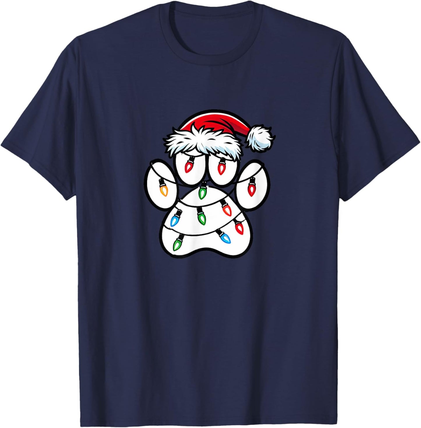 Christmas Dog Paw Christmas Dog Xmas Men Women Kids T-Shirt - T-Shirt | Navy