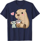 Cute Axolotl Lover Capybara Kawaii Anime Drinking Bubble Tea T-Shirt - T-Shirt | Navy