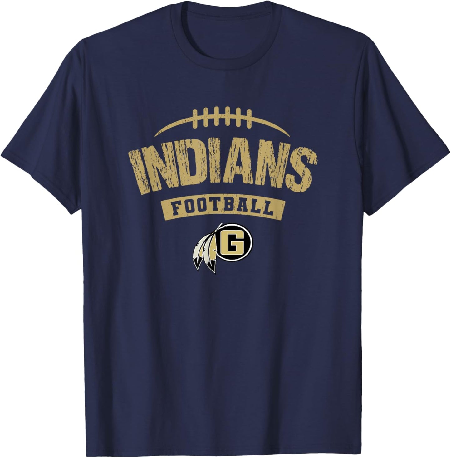 Gaffney Indians Logo Football Distressed HS T-Shirt - T-Shirt | Navy