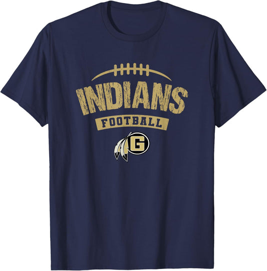 Gaffney Indians Logo Football Distressed HS T-Shirt - T-Shirt | Navy