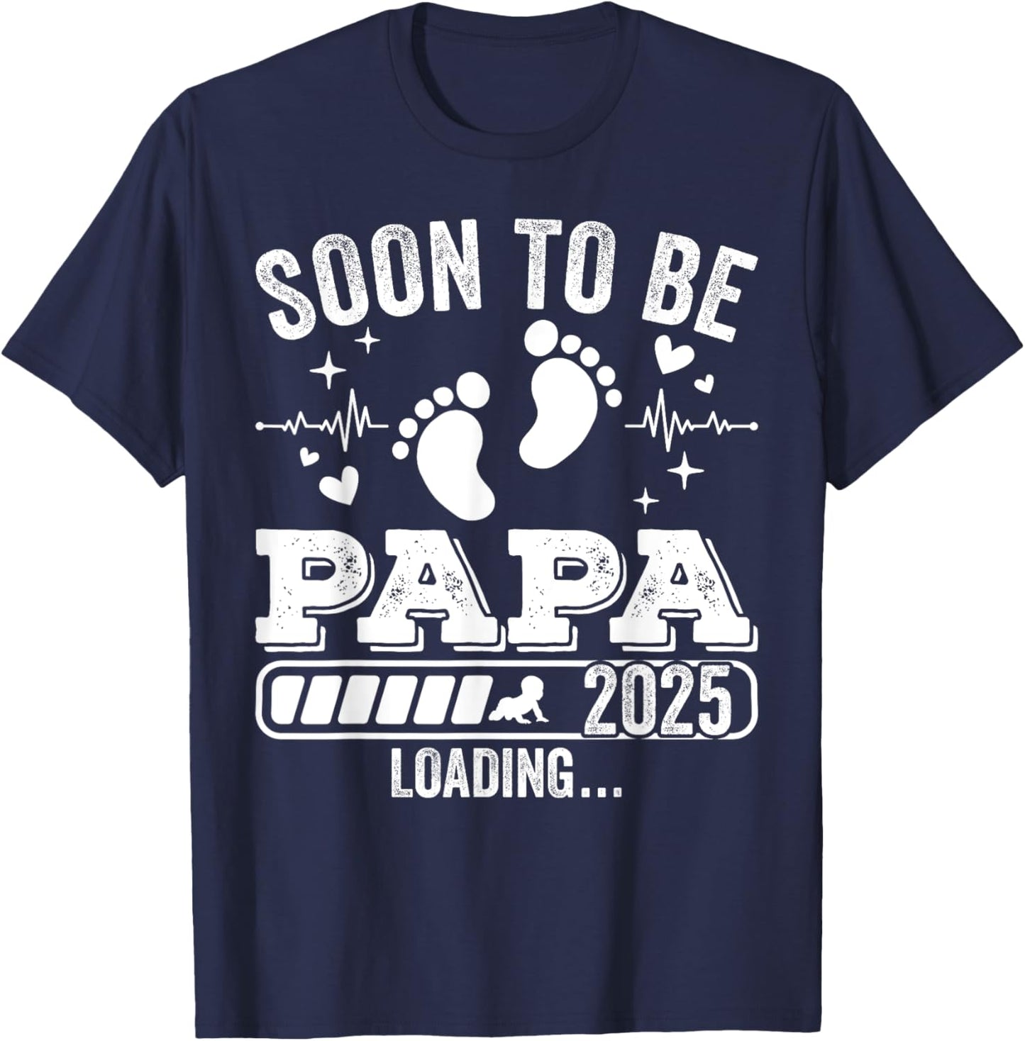 Soon to Be Papa 2025 Loading Pregnancy Announcement T-Shirt - T-Shirt | Navy