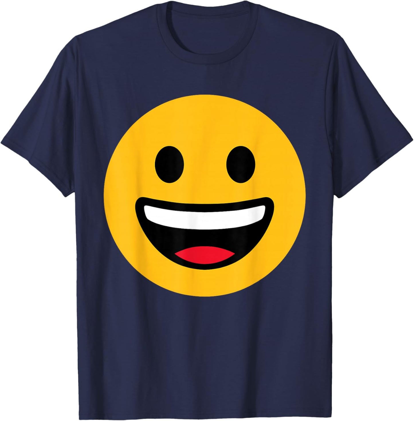 Funny Emoticon Grinning Face Happy T-Shirt - T-Shirt | Navy