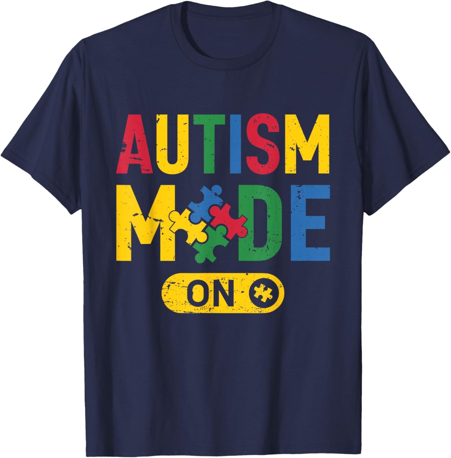 Funny Autism Awareness Autistic Autism Mode On Puzzle T-Shirt - T-Shirt | Navy