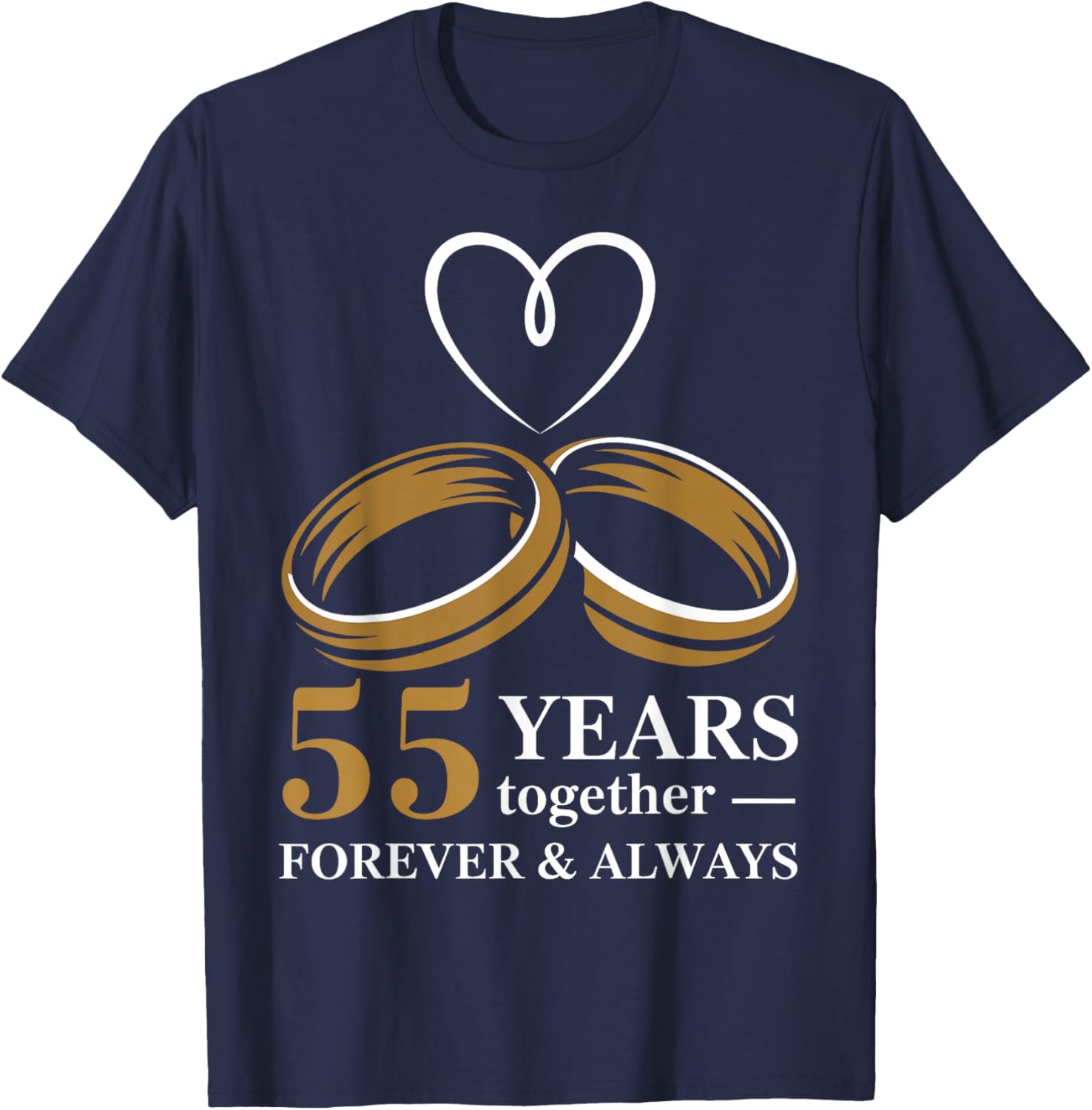 55th Wedding Anniversary Shirt for Couple - 55 Years Wedding T-Shirt - T-Shirt | Navy