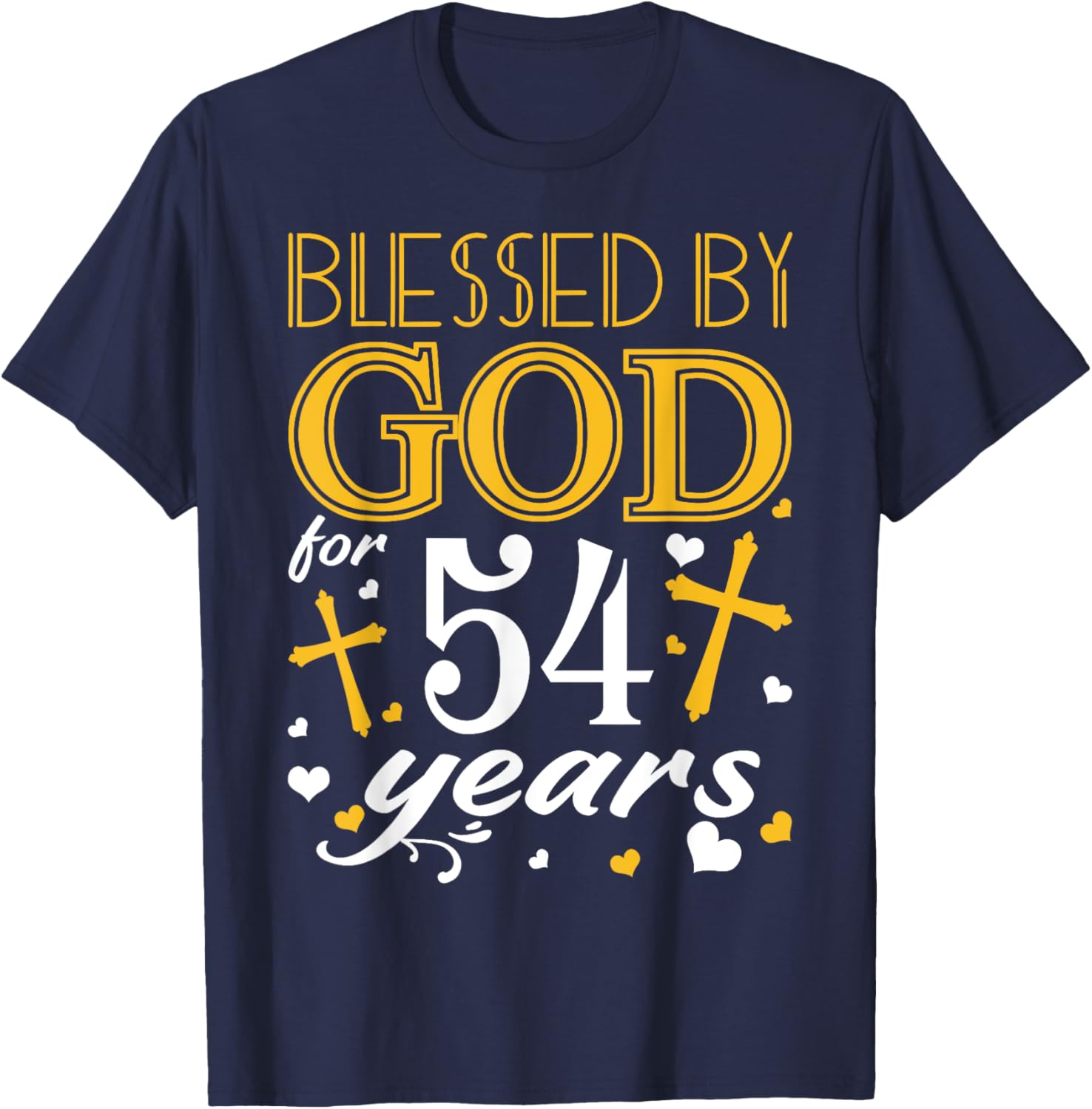 Vintage Blessed By God For 54 Years Happy 54th Birthday T-Shirt - T-Shirt | Navy