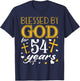 Vintage Blessed By God For 54 Years Happy 54th Birthday T-Shirt - T-Shirt | Navy