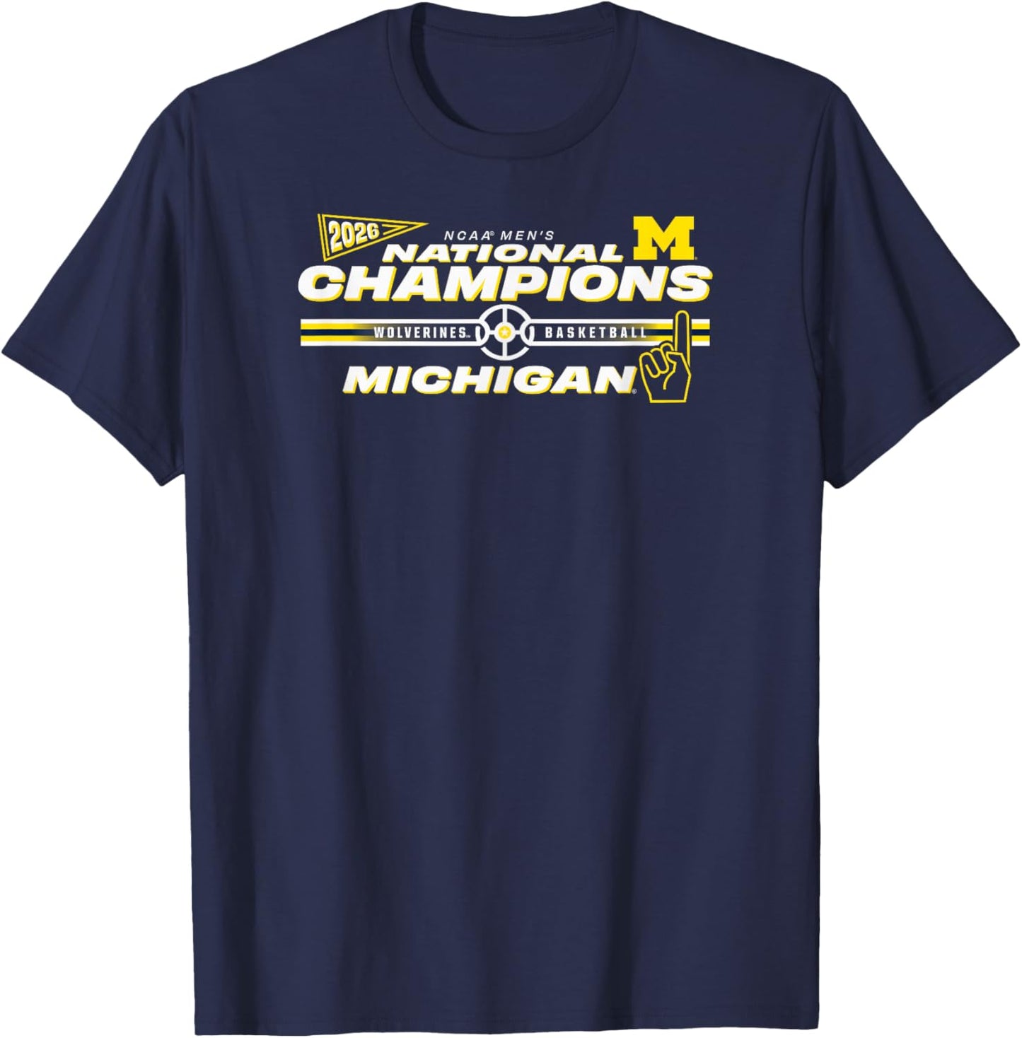 Michigan Wolverines National Champs 2026 Basketball Bracket T-Shirt - T-Shirt | Navy
