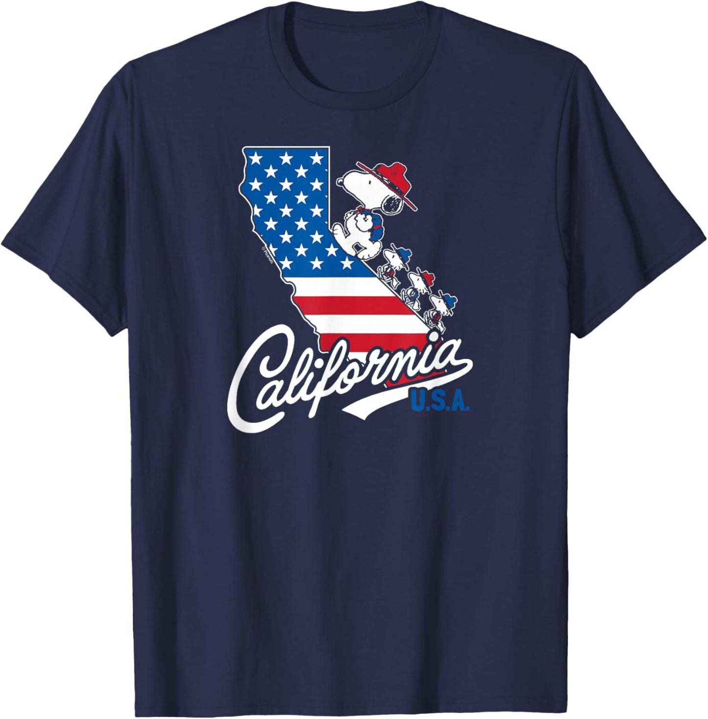 Peanuts - Beagle Scouts California U.S.A Flag Fill State T-Shirt - T-Shirt | Navy