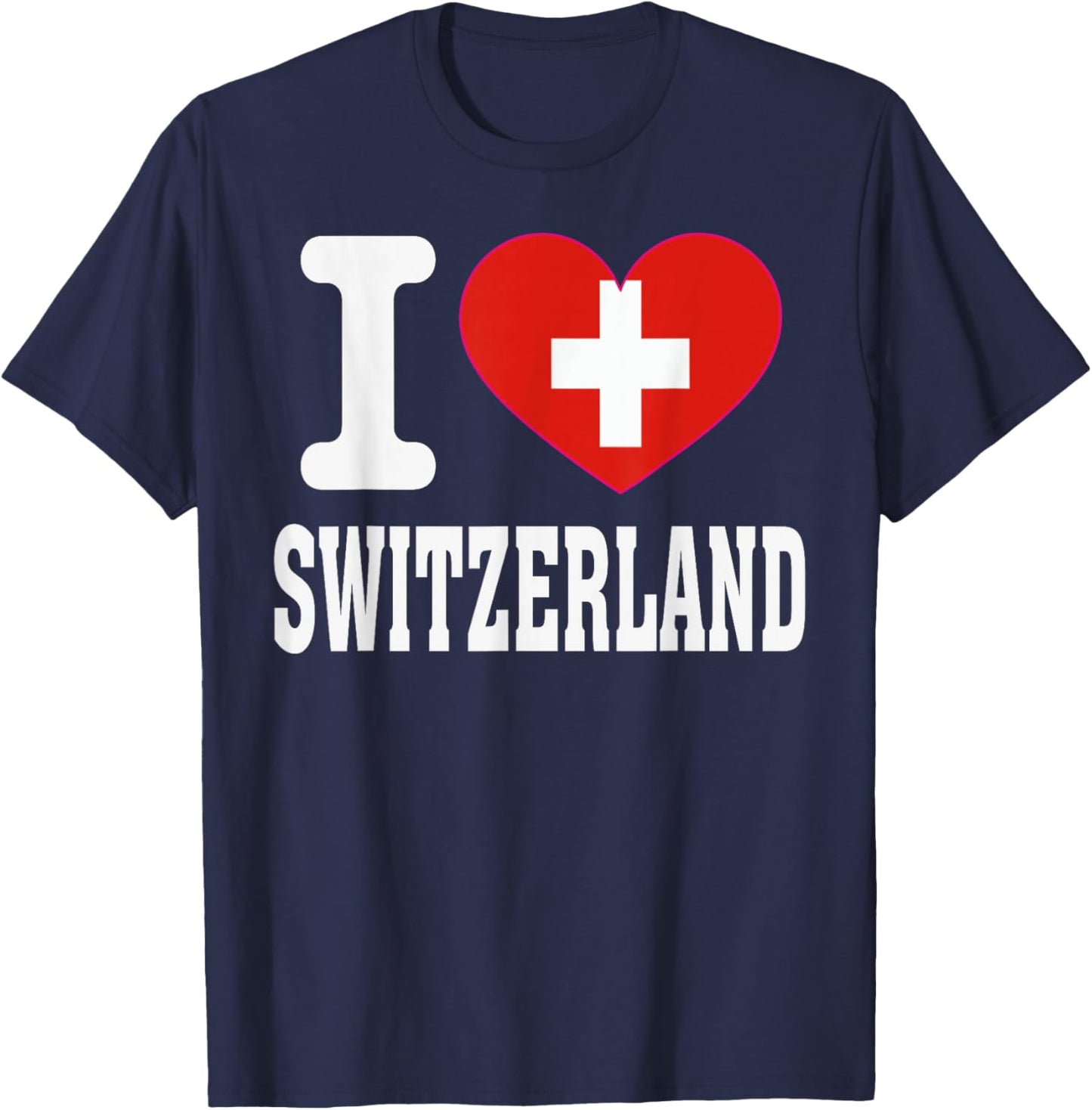 I Love Switzerland Heart Souvenir Lovers Pride Travel T-Shirt - T-Shirt | Navy