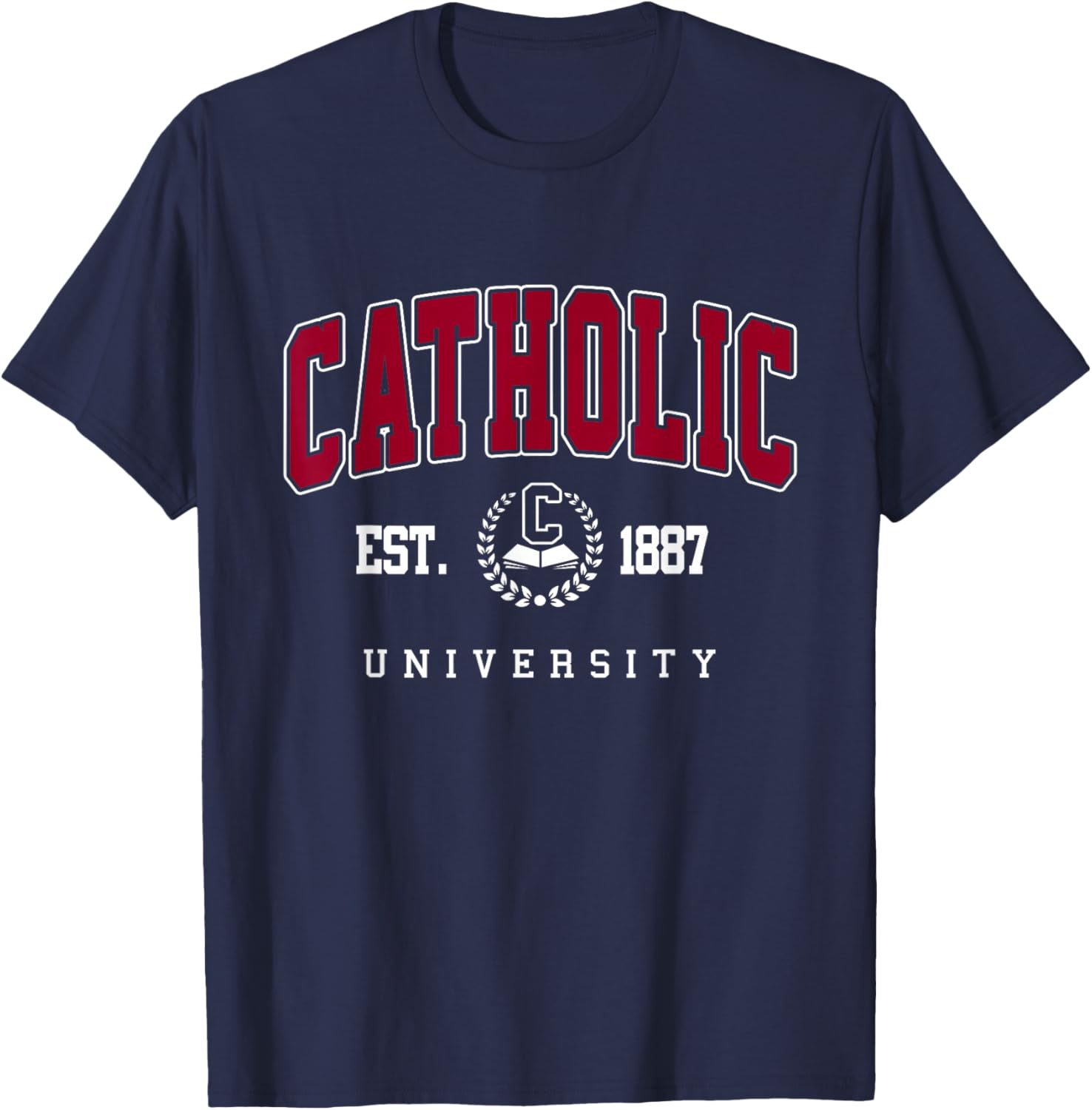 Vintage Catholic Varsity Arch Collegiate Women T-Shirt - T-Shirt | Navy