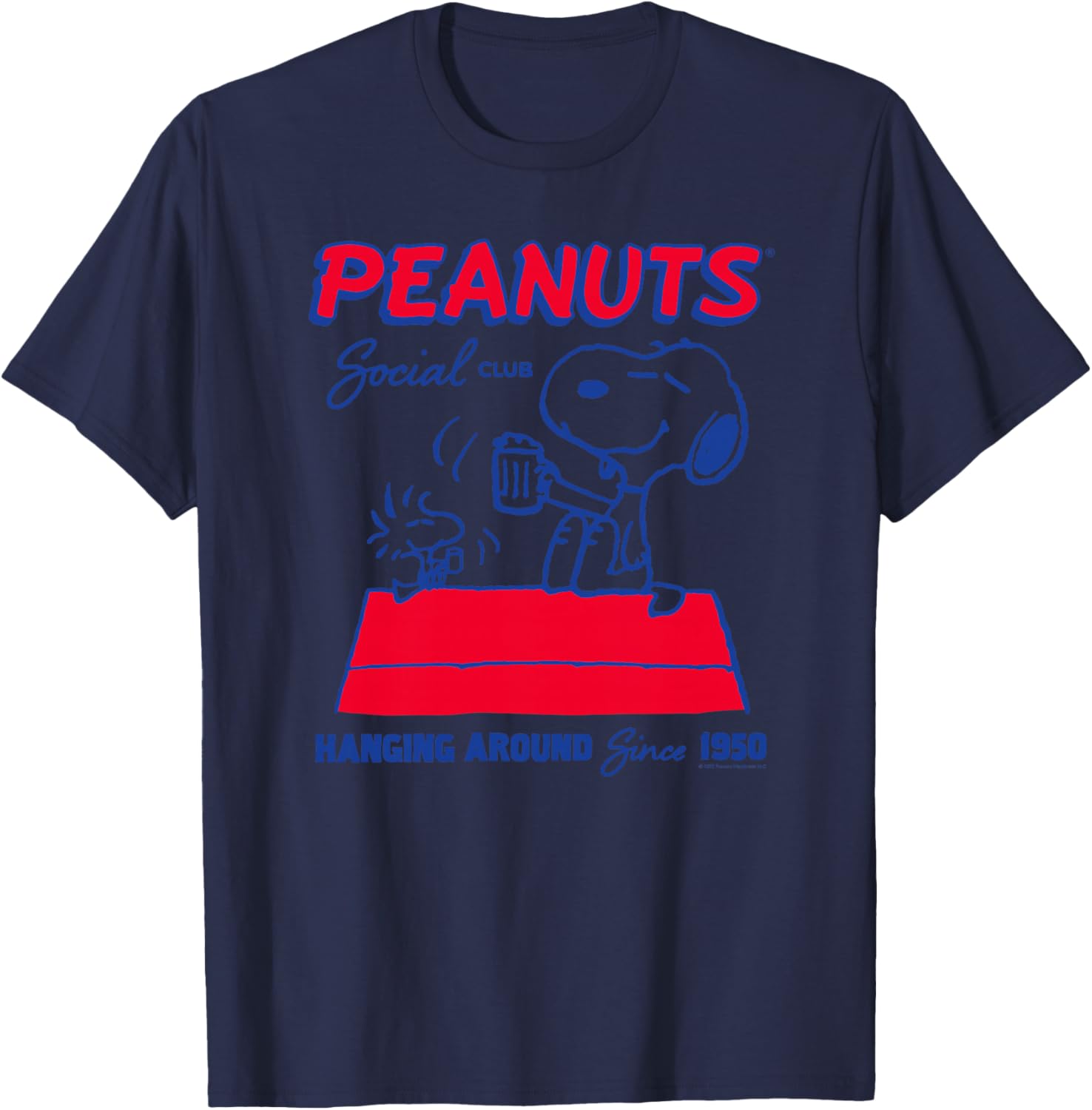 Peanuts Snoopy Woodstock Social 50s Hang Out Vintage-Freunde Premium T-Shirt - T-Shirt | Navy