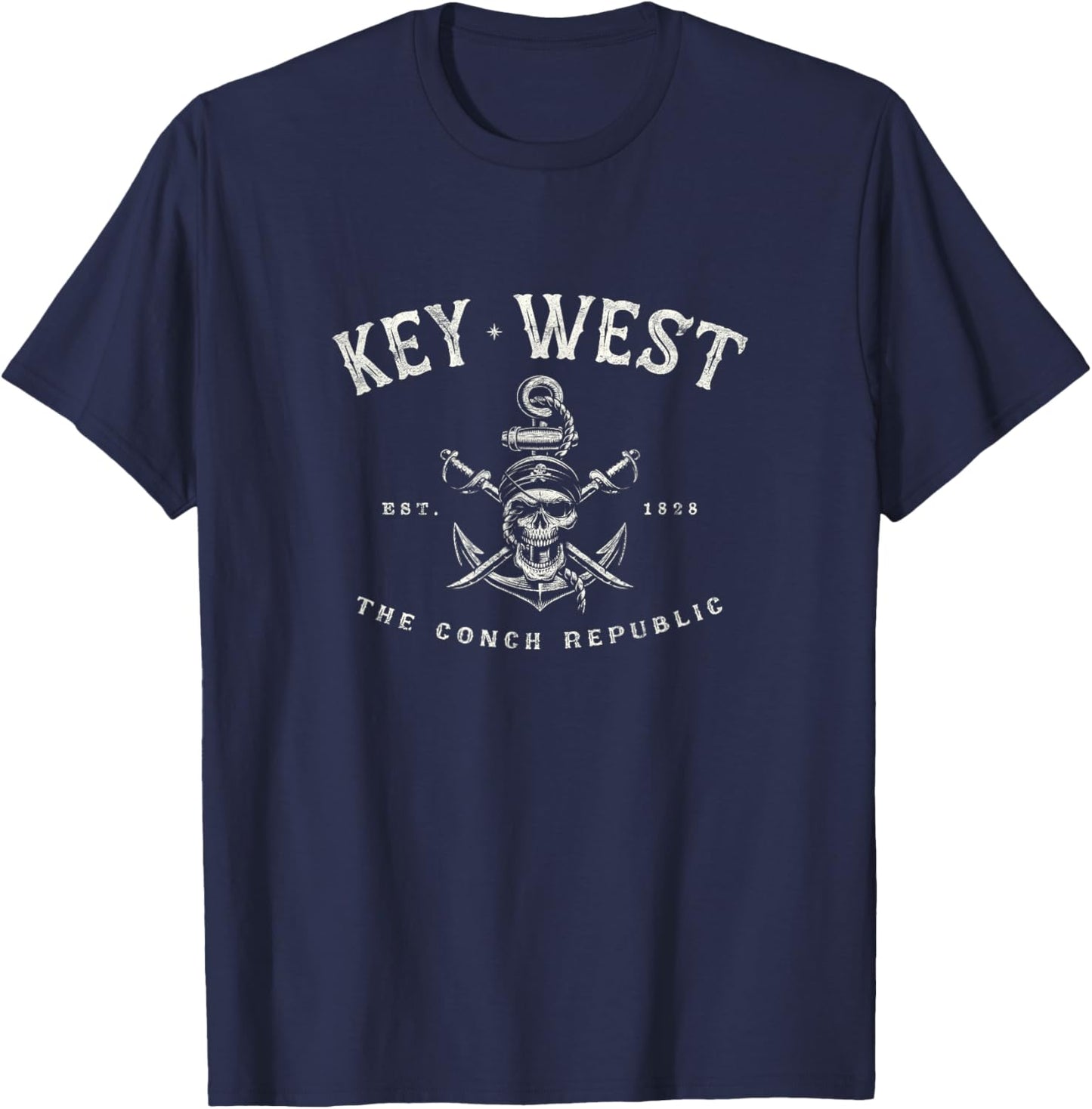 Key West FL Rebel Pirate Boating Scuba Fishing Gear T-Shirt - T-Shirt | Navy