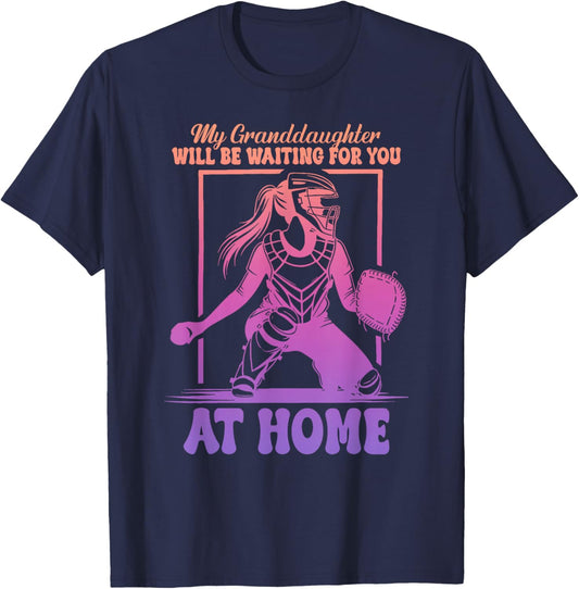 My Granddaughter Will Be Waiting for You at Home Baseball T-Shirt - T-Shirt | Navy