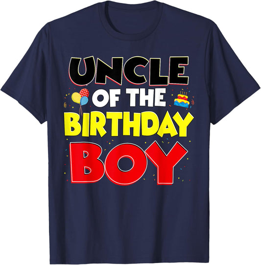Uncle Of The Birthday Boy Family Birthday Party Outfit T-Shirt - T-Shirt | Navy
