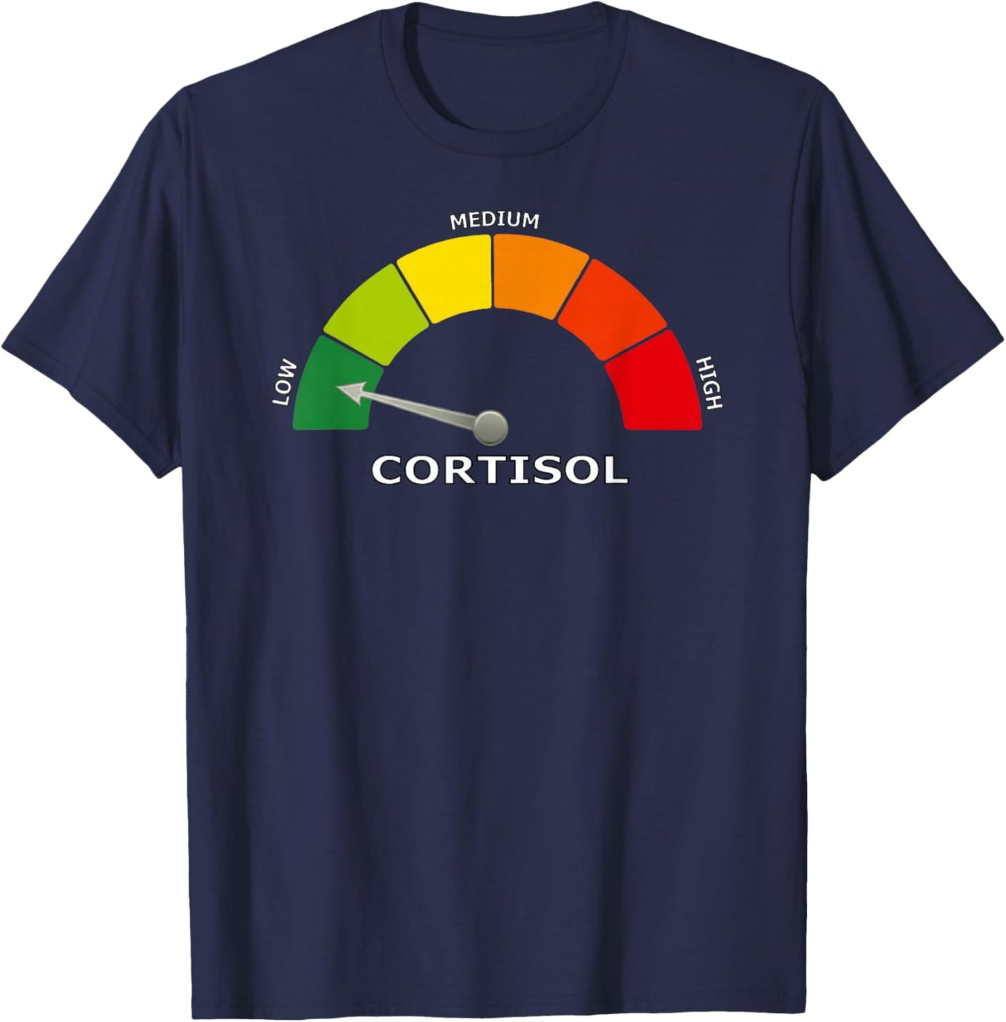 Low Cortisol Meter Funny Biology Psychology and Wellness T-Shirt - T-Shirt | Navy
