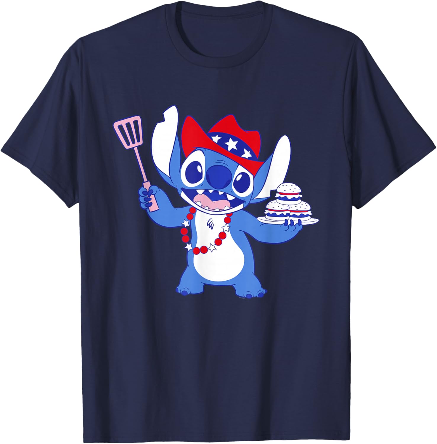 Disney Stitch Cowboy Cookout Americana 4th of July USA 250th T-Shirt - T-Shirt | Navy