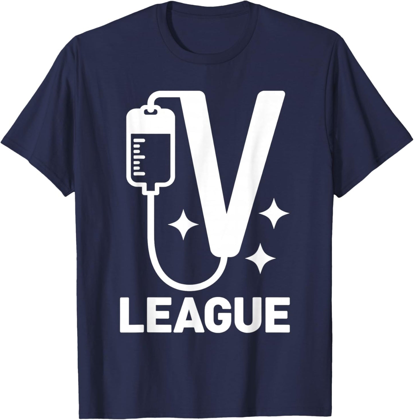 IV League Nurse Pun Minimal Hospital Night Shift Design T-Shirt - T-Shirt | Navy
