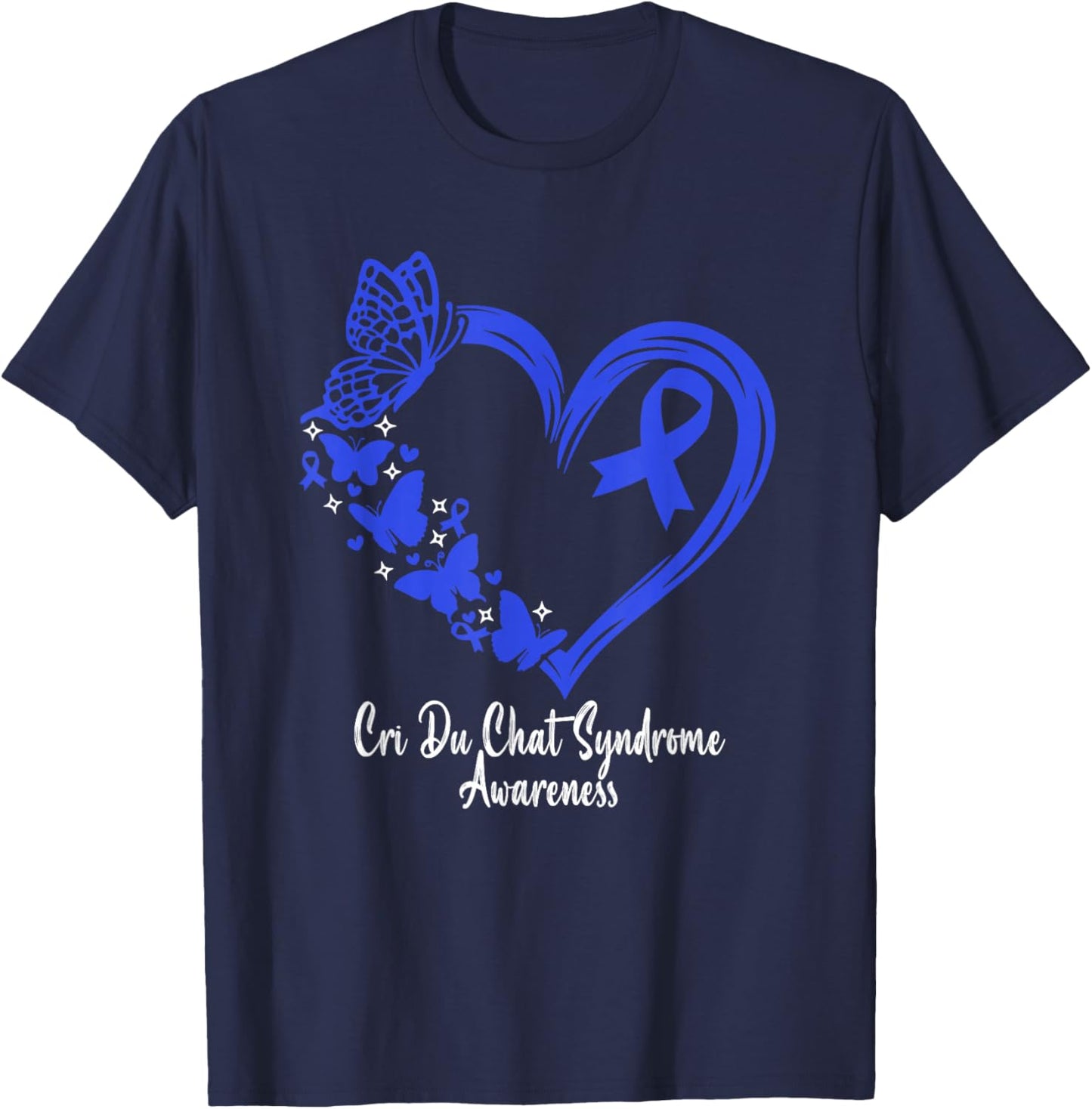 Cri Du Chat Syndrome Awareness Heart Cri Du Chat Syndrome T-Shirt - T-Shirt | Navy
