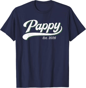 Pappy Est 2026 New Grandpa Vintage Script Design T-Shirt - T-Shirt | Navy