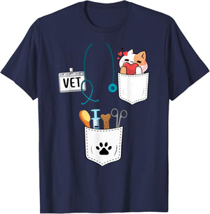 Vet Tech Veterinarian Halloween Costume For Adult Kids Women T-Shirt - T-Shirt | Navy