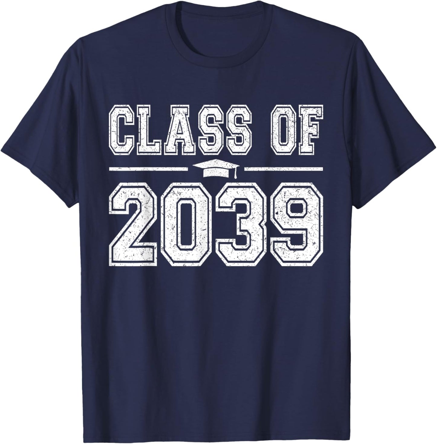 Class of 2039 Kindergarten Grow With Me Kinder Graduation T-Shirt - T-Shirt | Navy