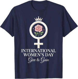 8 March Give to Gain International Women's Day 2026 T-Shirt - T-Shirt | Navy