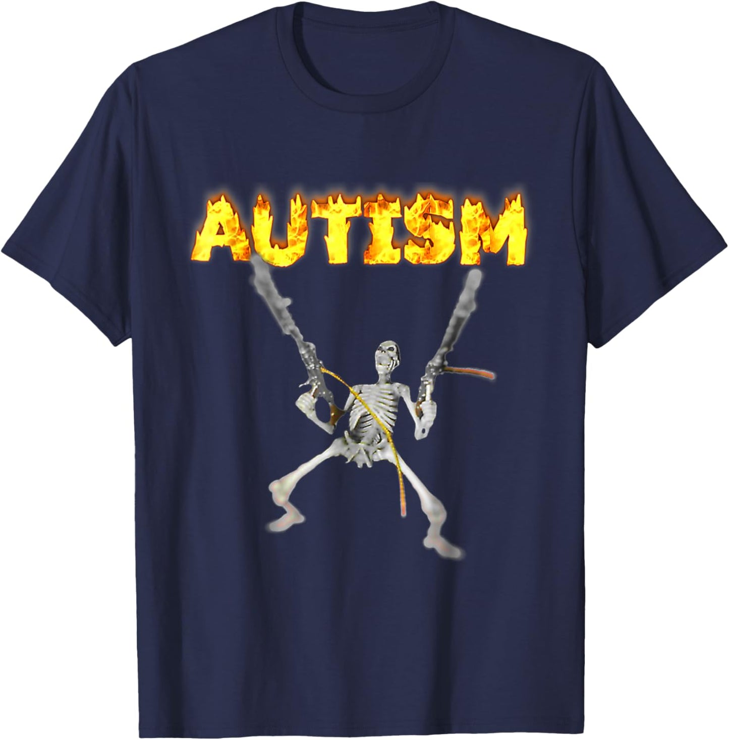 Vintage Autism Skeleton Meme Funny Men Women Kids , black, S T-Shirt - T-Shirt | Navy