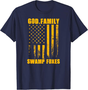 Marion Swamp Foxes God. Family. Vintage USA Flag T-Shirt - T-Shirt | Navy