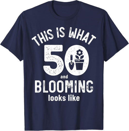 Funny 50th Birthday 50 Years Old Gardening Birthday Gifts T-Shirt - T-Shirt | Navy