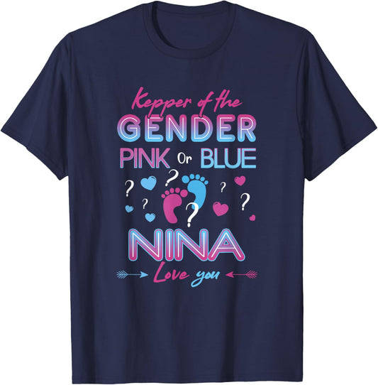 Keeper of The Gender Nina Loves You - Gender Reveal T-Shirt - T-Shirt | Navy