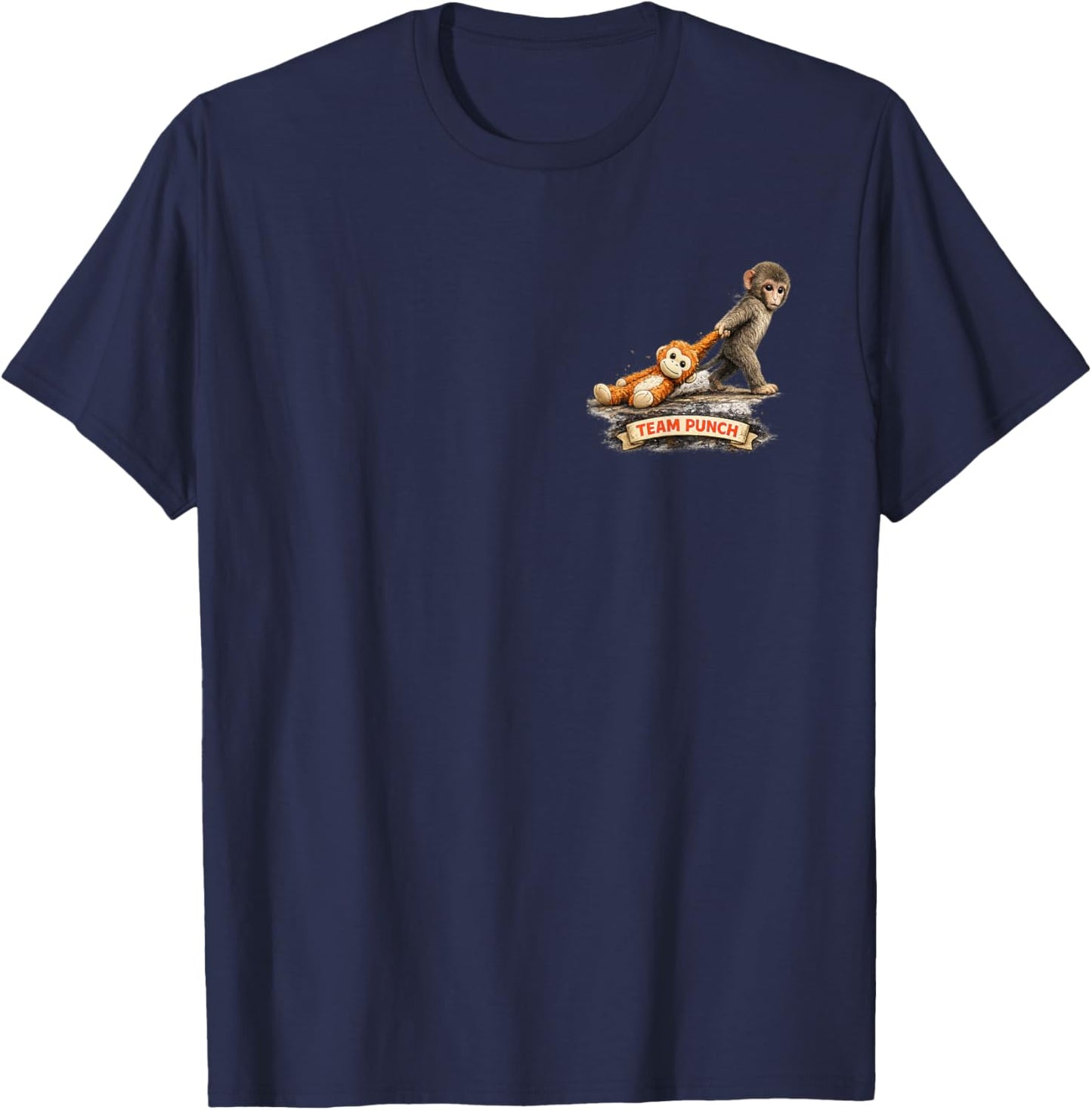 Cute Baby Monkey Punch Viral Zoo Japan Design T-Shirt - T-Shirt | Navy