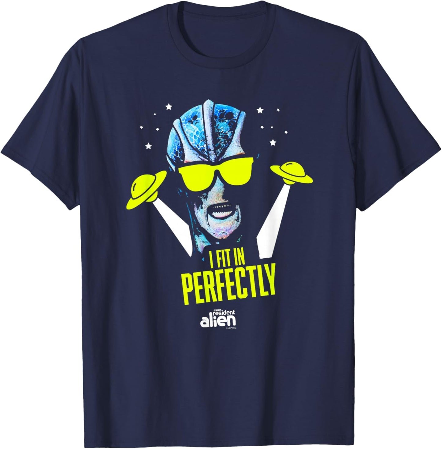 Resident Alien I Fit In Perfectly - Officially Licensed T-Shirt - T-Shirt | Navy
