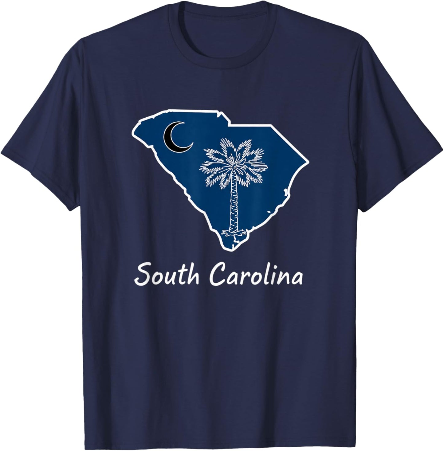 States - Palmetto Moon State Map T-Shirt - T-Shirt | Navy