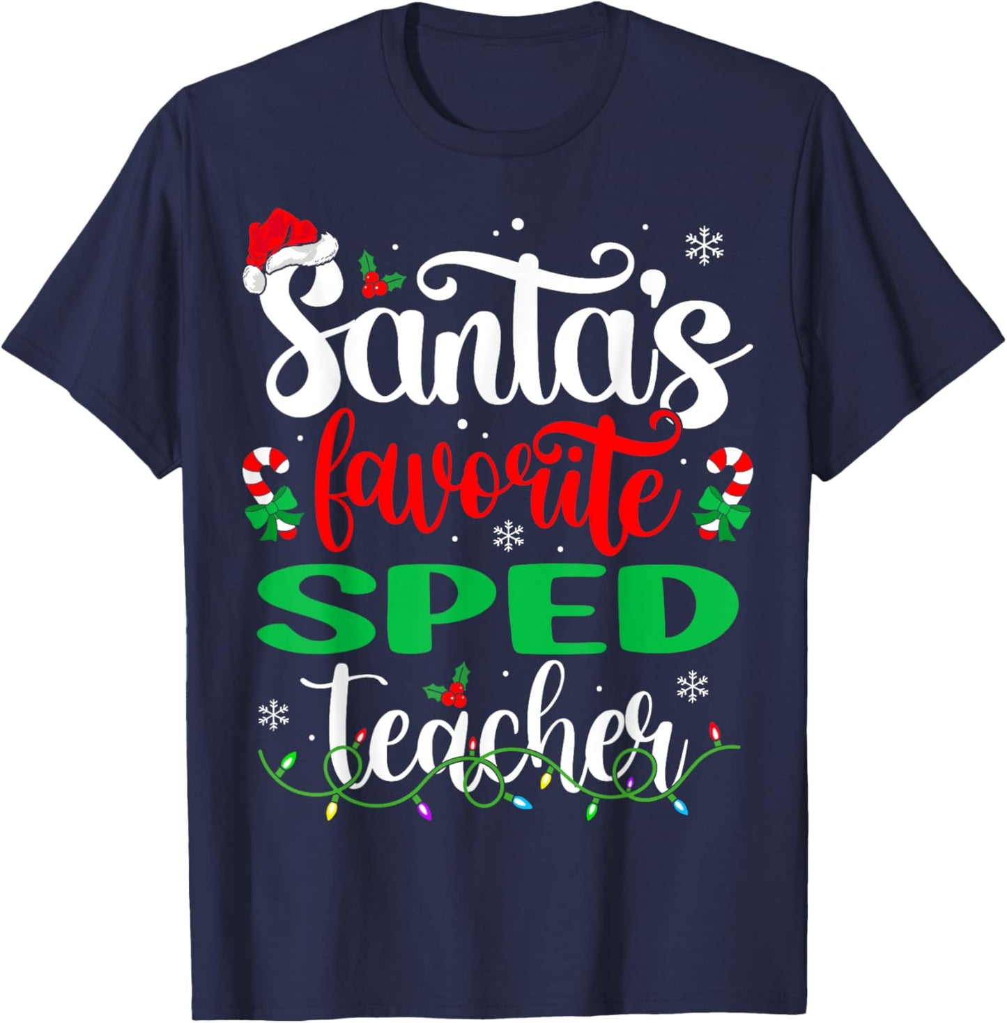 Santa Favorite Sped Teacher Christmas Special Education T-Shirt - T-Shirt | Navy