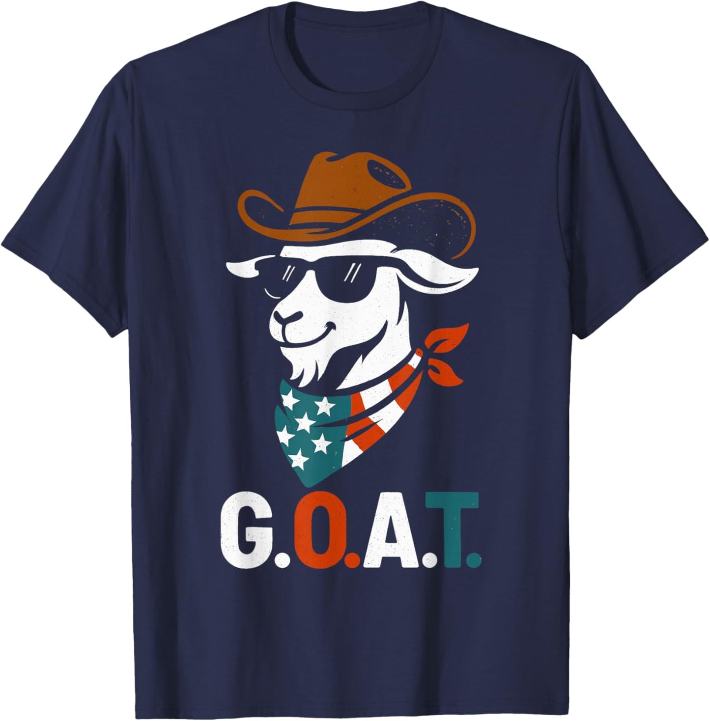 USA 'Merica Goat 4th of July Men Women Kids Funny Patriotic T-Shirt - T-Shirt | Navy