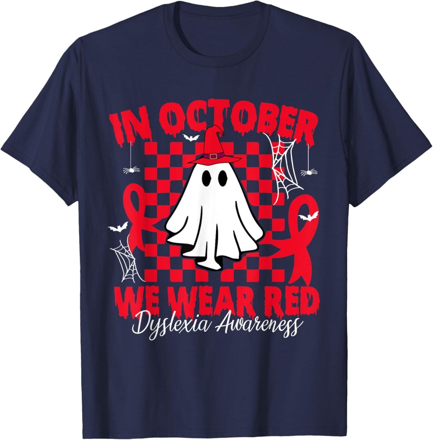 I Wear Red Dyslexia Awareness Month Dyslexia T-Shirt - T-Shirt | Navy