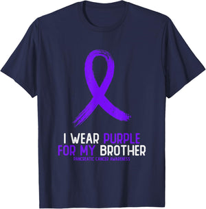 I Wear Purple For My Brother Pancreatic Cancer Awareness T-Shirt - T-Shirt | Navy