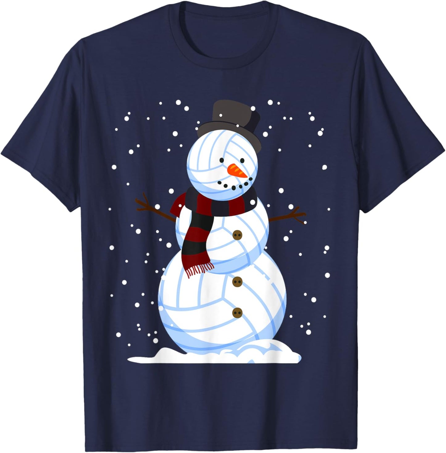 Volleyball Snowman Christmas Design For Player Boys Girls T-Shirt - T-Shirt | Navy