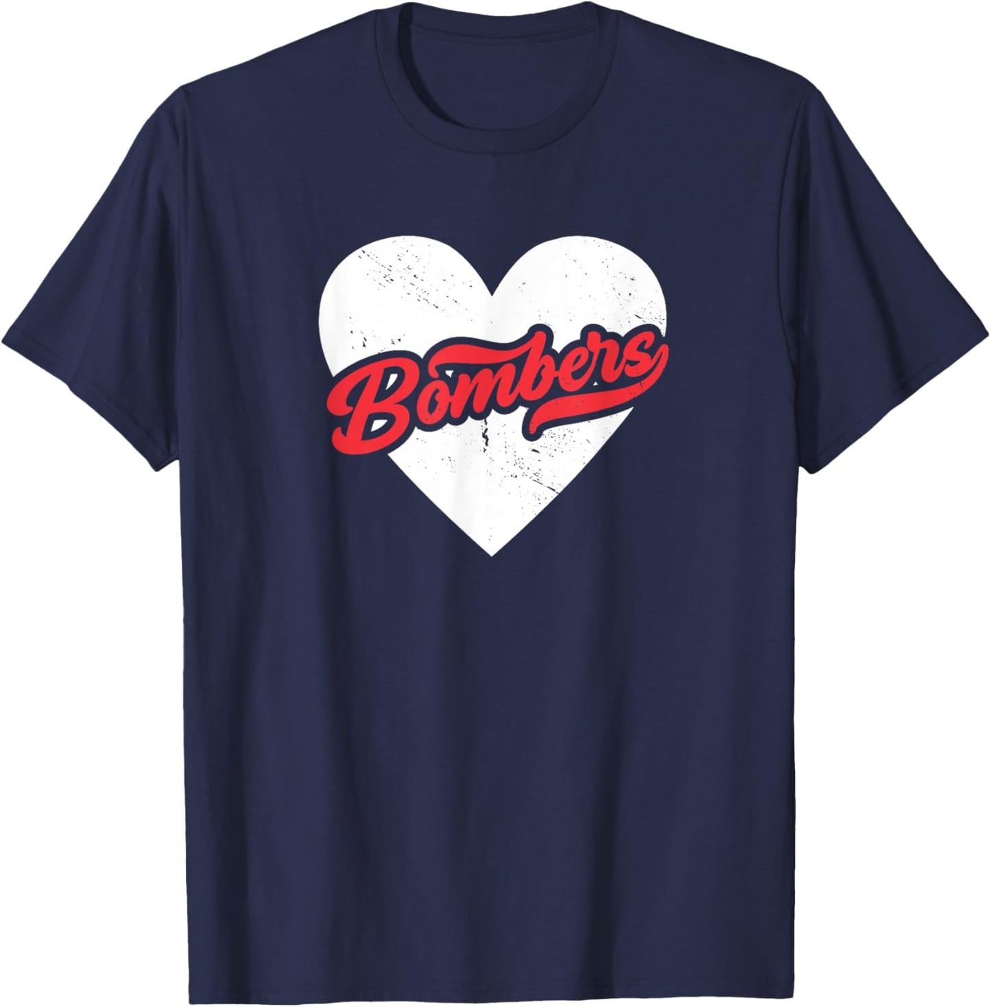 Vintage Bombers High School Go Bombers Pride Heart T-Shirt - T-Shirt | Navy