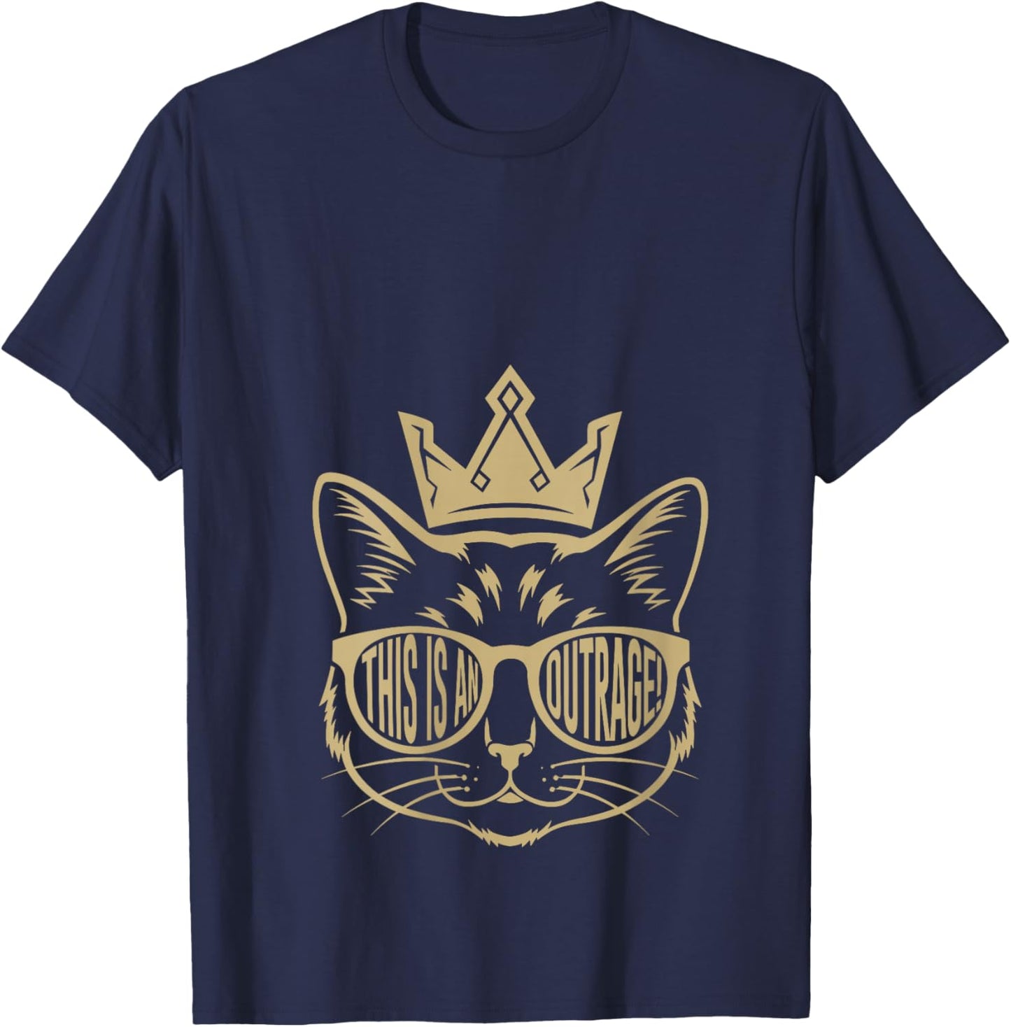 Women's This is an Outrage Funny Princess Cat Donut Gold V-Neck T-Shirt - T-Shirt | Navy