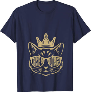 Women's This is an Outrage Funny Princess Cat Donut Gold V-Neck T-Shirt - T-Shirt | Navy