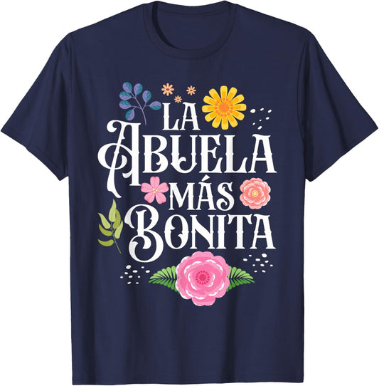 Mothers Day Grandma La Abuela Más Bonita Hispanic Grandma T-Shirt - T-Shirt | Navy