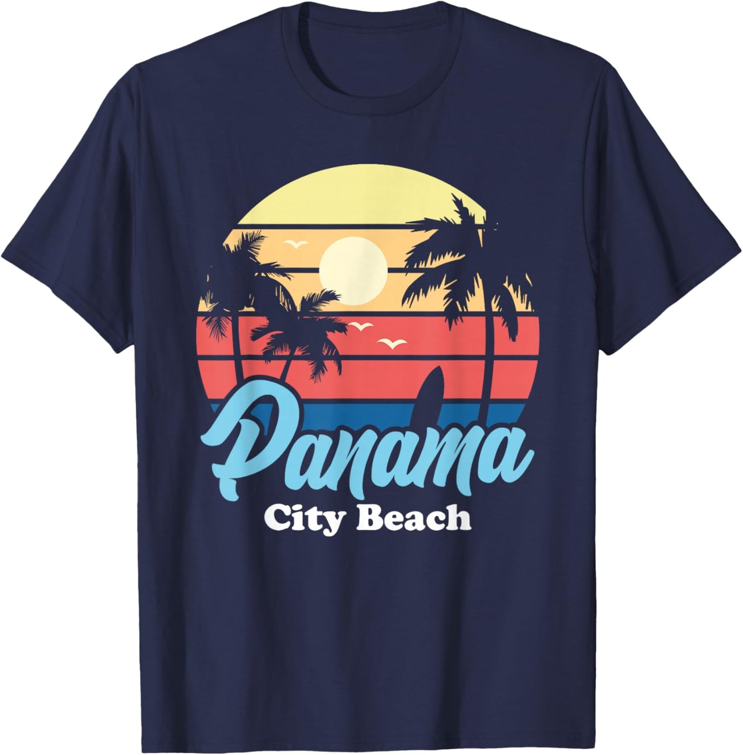 Panama City Beach Surfer Surfing Souvenir Retro T-Shirt - T-Shirt | Navy